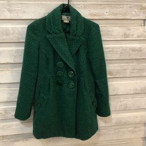 Vintage style green heavy pea coat size small